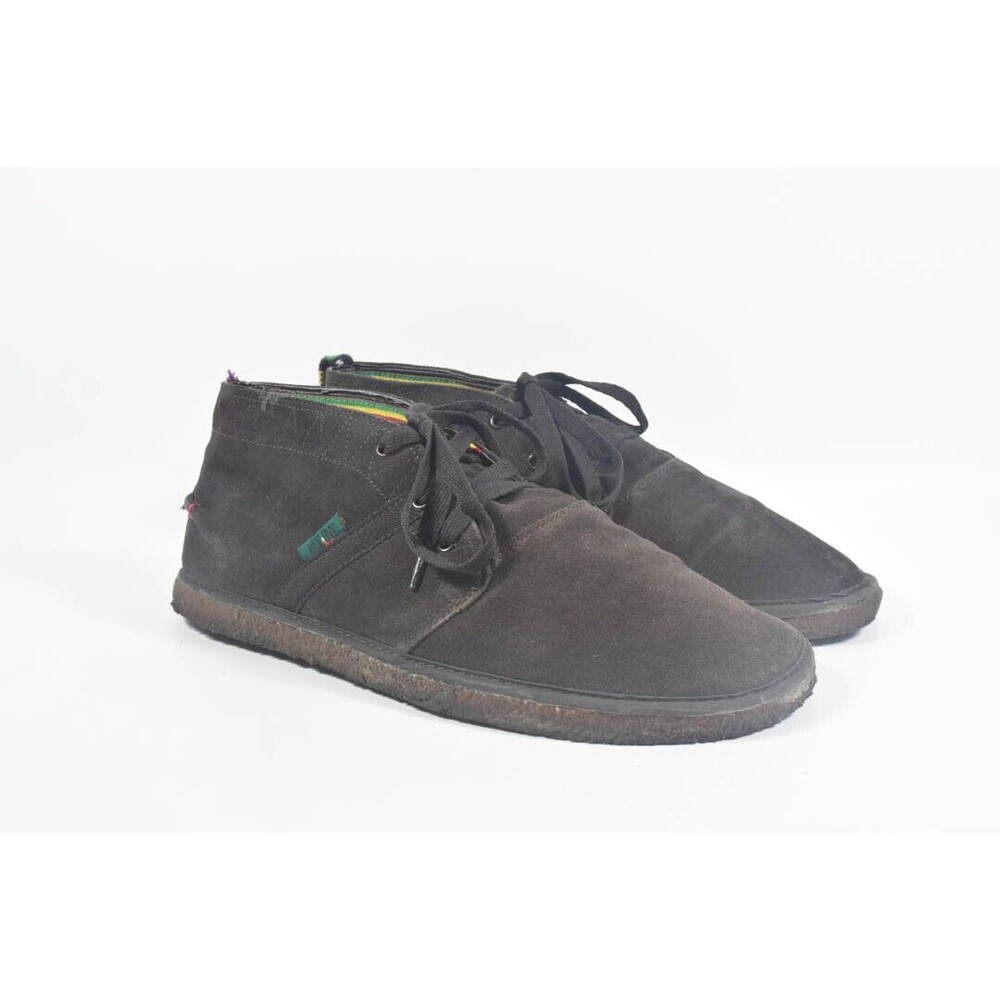 One Love Bob Marley Rasta Brown Suede Leather Sneakers Chukka Shoes Sz 12